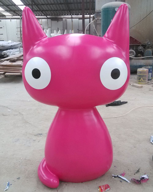玻璃钢卡通抽象小猫雕塑