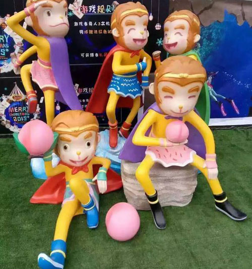 玻璃钢卡通小猴子雕塑