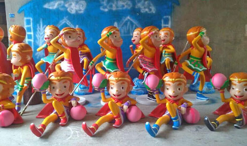 玻璃钢小猴子卡通组合雕塑