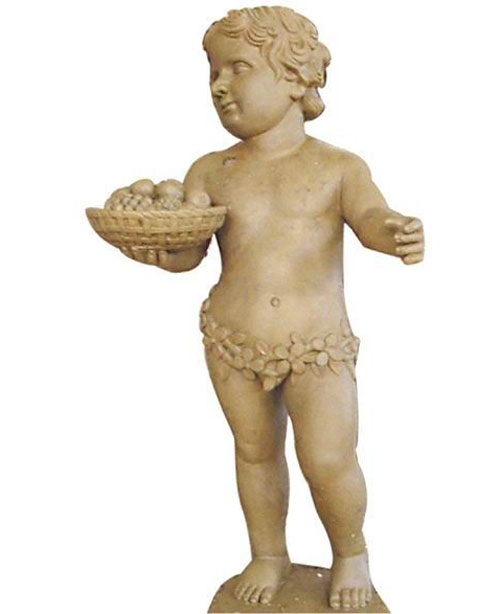 玻璃钢仿砂岩小男孩雕塑