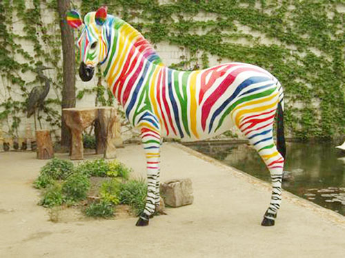 玻璃钢园林斑马雕塑